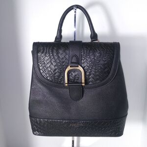 DARCY MARKS LONDON Elegant Black Woven Vegan Leather Backpack